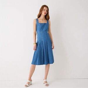 J. Crew Pleated Chambray Dress